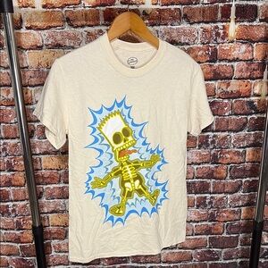 The Simpsons Graphic Tee bart electrocuted medium men cream blue yellow